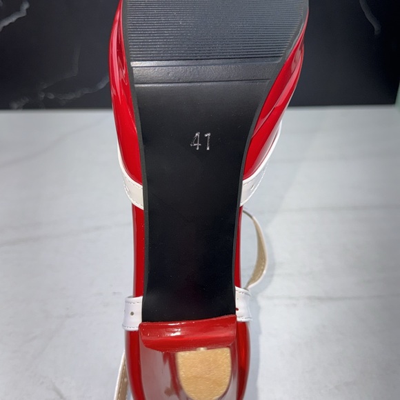 ForeMode Fashion T-Strap Bow Platform Round Toe High Heels Red/White sz 10.5 - Picture 13 of 14